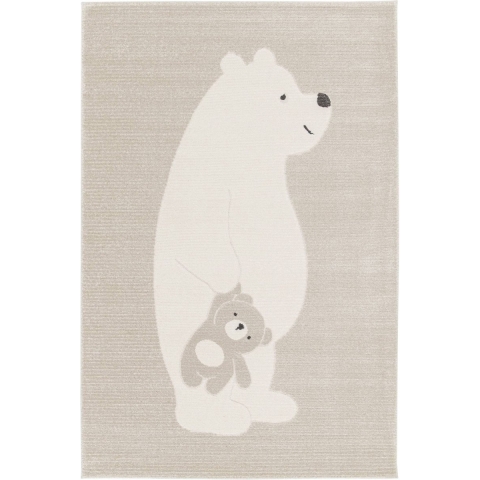 sweeek - Vloerkleed beige|crème, teddybeer