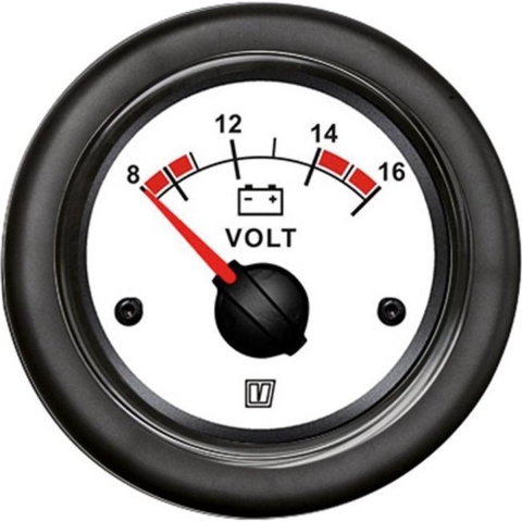 Vetus Voltmeter wit 12 Volt, inbouwmaat 52 mm