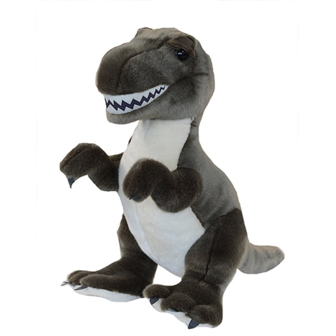 Nature Planet Knuffeldier T-rex dinosaurus - zachte pluche stof - veel details - grijs - 40 cm -