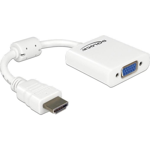 Delock 65346 HDMI / VGA Adapter [1x HDMI-stekker - 1x VGA-bus] Wit Met Ferrietkern 12 cm