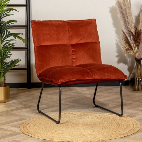 Bronx71 Velvet fauteuil Malaga koper