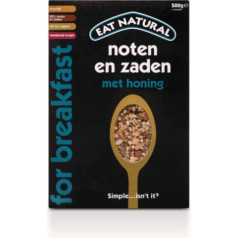 6x Eat natural Ontbijt Noten&Zaden met Honing 500 gr