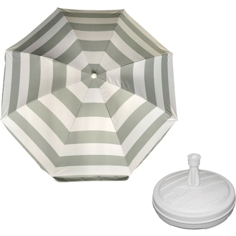 Parasol - zilver - D140 cm - incl. draagtas - parasolvoet - 42 cm -