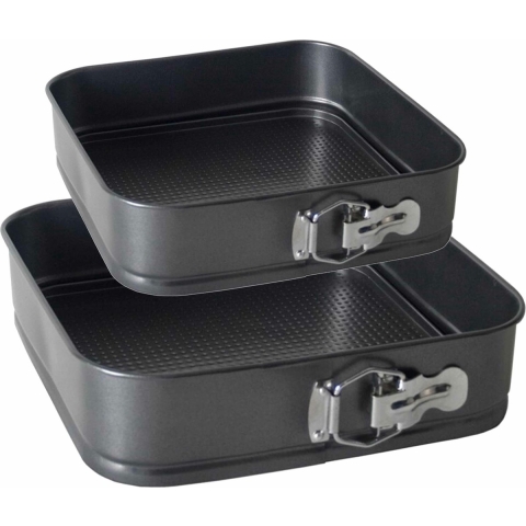 Taarten bakken bakvorm/spring vorm Kitchen Pro - metaal - anti-aanbak laag - zwart - 2 stuks -
