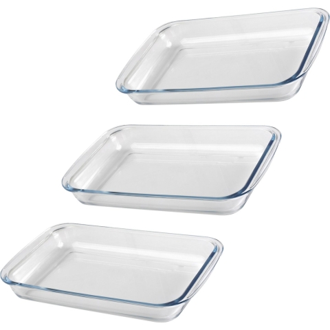 Chef Traiteur Ovenschaal van borosilicaat glas - 3x - rechthoek - 3 Liter - 39 x 23 x 5 cm -