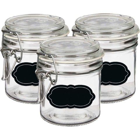 Weckpot/inmaakpot - 6x - 250 ml - glas - met beugelsluiting - incl. etiketten -