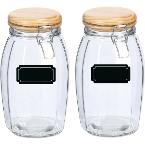 Weckpotten/inmaakpotten - 4x - 1.85L - glas - met beugelsluiting - incl. etiketten -