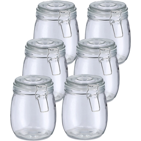 Voorraadpot/bewaarpot Alfie - 10x - 750 ml - glas - beugelsluiting - D11 x H14 cm -