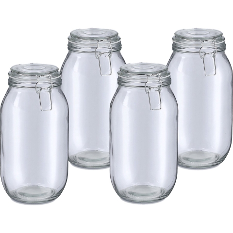 Weckpot/inmaakpot Alfie - 4x - 2L - glas - beugelsluiting - D13 x H26 cm -