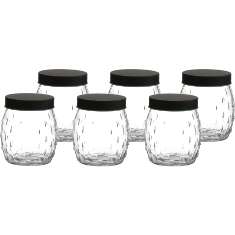Voorraadpot/bewaarpot Mora - 6x - 1.2L - glas - zwart - D13 x H15 cm -