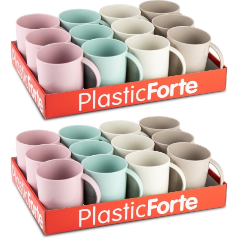 PlasticForte Bekers - 24x stuks - kunststof - gekleurd - 350 ml - onbreekbare mokken -