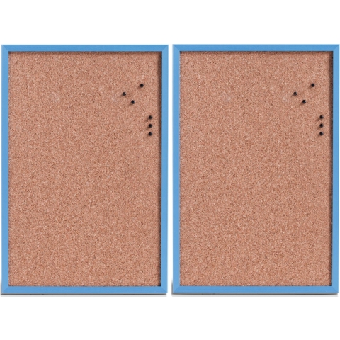 Prikbord incl. punaises - 2x - 40 x 60 cm - blauw - kurk -