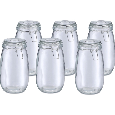 Weckpot/inmaakpot Alfie - 6x - 1.4L - glas - beugelsluiting - D11 x H22 cm -