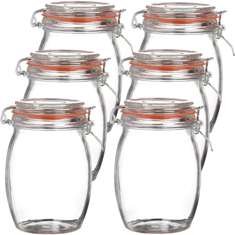 Weckpot/inmaakpot - 10x - 1L - glas - met beugelsluiting - D10 x H17 cm -