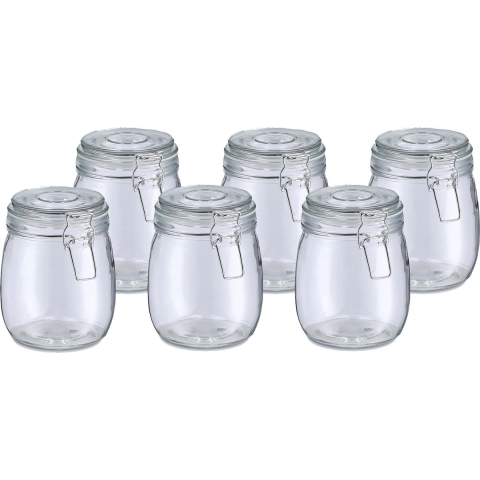 Voorraadpot/bewaarpot Alfie - 6x - 750 ml - glas - beugelsluiting - D11 x H14 cm -