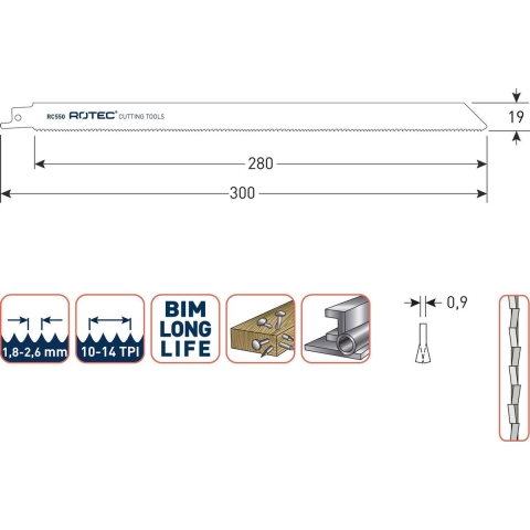 Rotec Reciprozagen RC550 / 1222VF (VPE 5 stuks) - 5250550 - 525.0550
