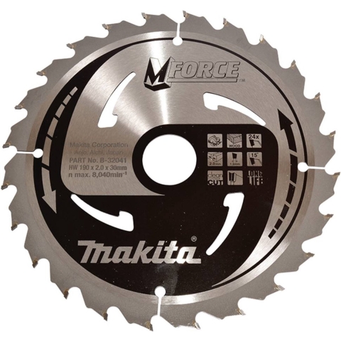 Makita Accessoires Cirkelzaagblad | Hout | Mforce | 190X30X2,0 24T15G - B-32041