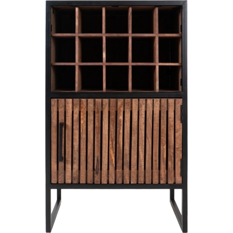 Home67 - Wijnkast Loek 90 x 55 cm - Bruin Mangohout