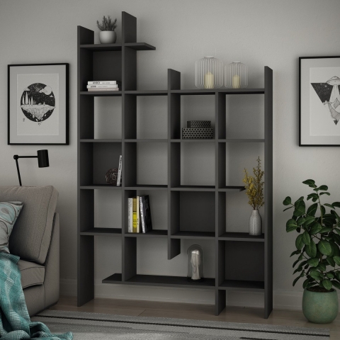 Calicosy - Boekenkast met 18 planken MANCO - H188 cm - Grijs