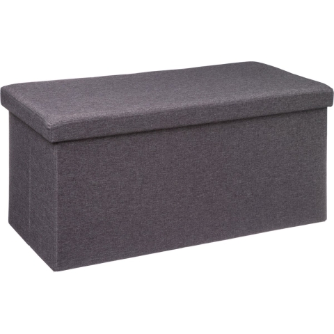 Poef/hocker - opbergbox - fluweel donkergrijs - kunststof/mdf - 38 x 38 x 76 cm - opvouwbaar -