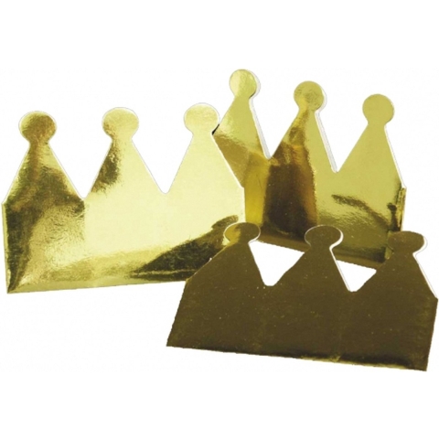 Gouden kroontjes van karton - 60x stuks - glimmend - kronen - verjaardag -