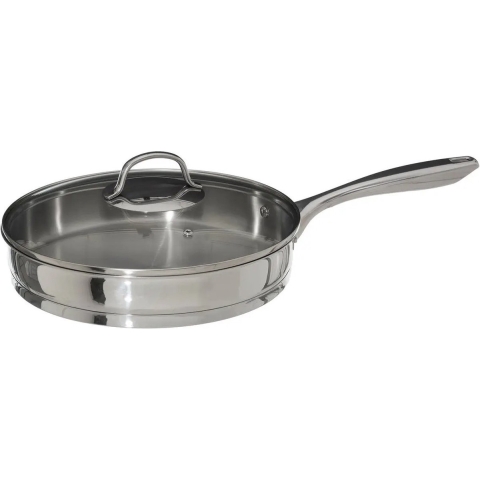 Hapjespan met deksel - Alle kookplaten geschikt - zilver - dia 28 cm -
