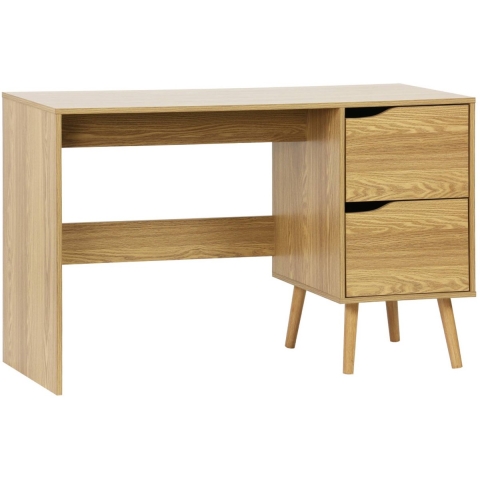 sweeek - Bureau met 2 lades in walnootkleurig hout