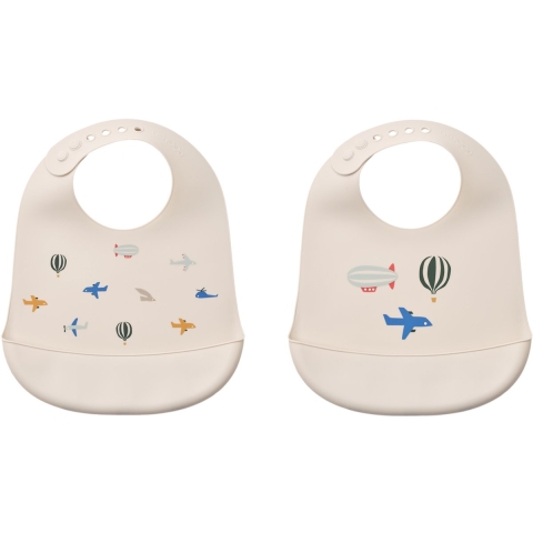 Liewood Slabbetjes - Silicone - 2-pack - Tilda - Aviator/Ecru - Liewood - OneSize - Slabbetjes