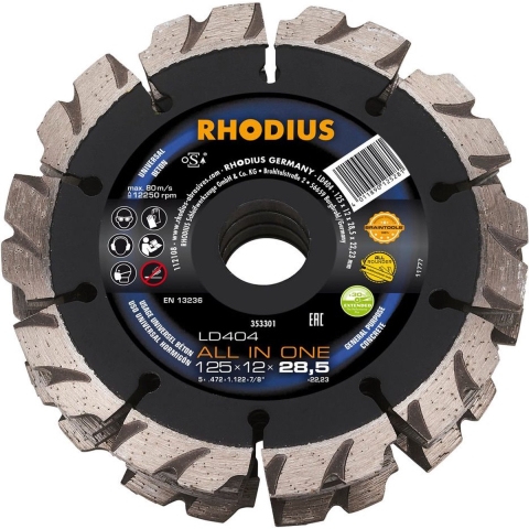 Rhodius RHODIUS 353301 Diamanten doorslijpschijf 125 mm 1 stuk(s) Beton
