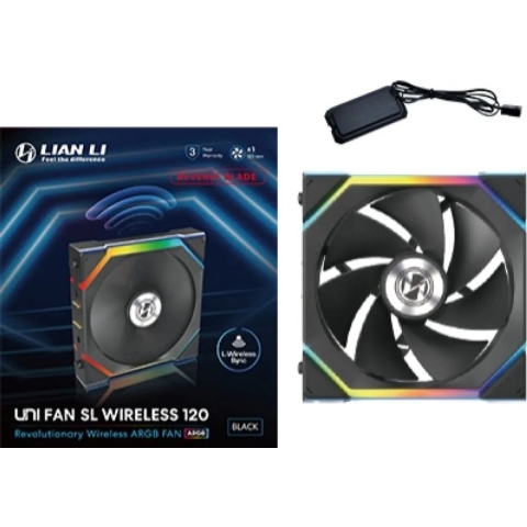 Lian Li Lian Li UNI FAN SL Wireless ARGB PWM Lüfter - Reverse Blade, 120 mm, schwarz PC-ventilator Zwart