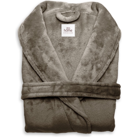 Zo Home Flanel Fleece Badjas Cara - steeple taupe - L