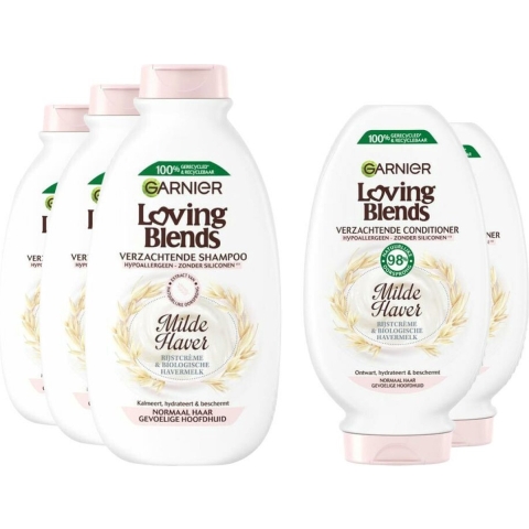 Garnier Loving Blends Milde Haver - Shampoo 3x 300 ml&Conditioner 2x 250 ml– Pakket