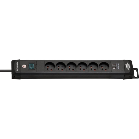 Brennenstuhl Premium-Line stekkerdoos met USB | 6-voudig | Zwart | 3m H05VV-F 3G1,5 | FR/BE - 1951164602