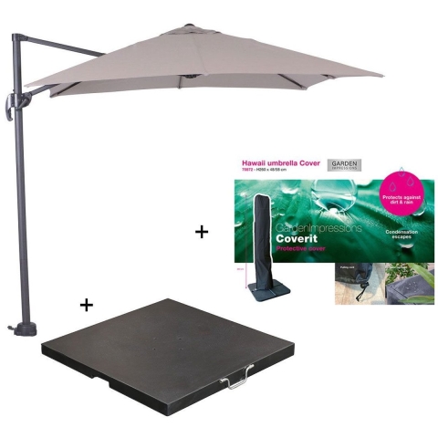 Garden Impressions Hawai parasol S 250x250 zand + 80kg voet en hoes