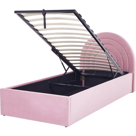 Beliani - ANET - Bed met opbergruimte - Roze - 90 x 200 cm - Fluweel
