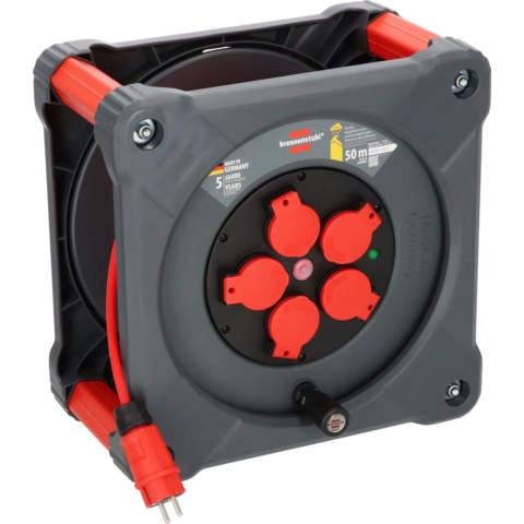 Brennenstuhl Professional KA 5110 Bouwplaats Cube 5-voudig Kabelhaspel H07BQ-F 3G1.5 - IP44 - 33m - Rood
