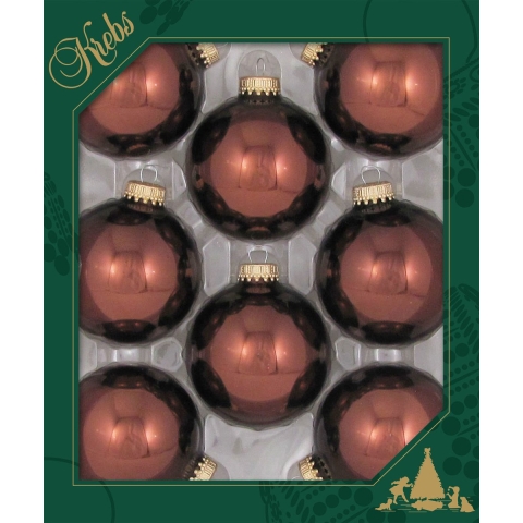 24x stuks glazen kerstballen 7 cm bruin glans -