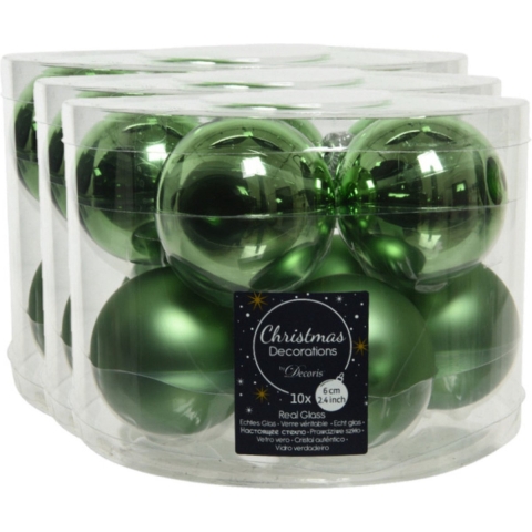 40x stuks glazen kerstballen groen 6 cm mat/glans -