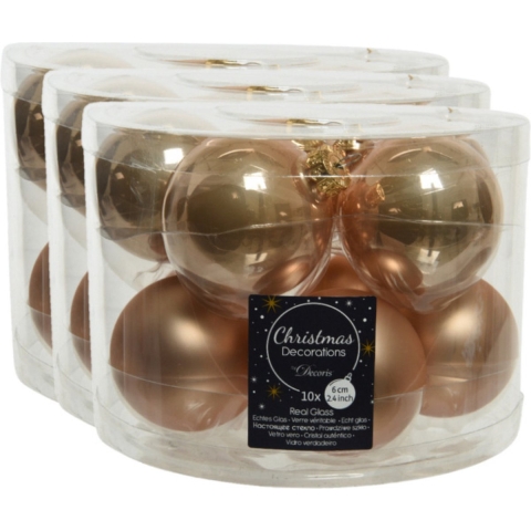 40x stuks glazen kerstballen toffee bruin 6 cm mat/glans -