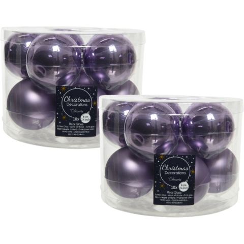 40x stuks glazen kerstballen heide lila paars 6 cm mat/glans -