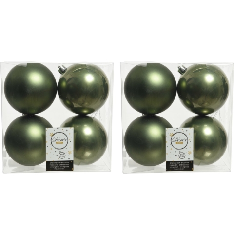 16x stuks kunststof kerstballen mos groen 10 cm glans/mat -
