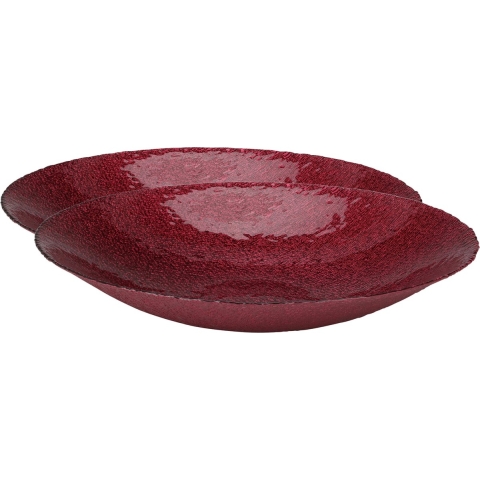 2x stuks glazen decoratie schalen/fruitschalen rood rond D40 x H7 cm -