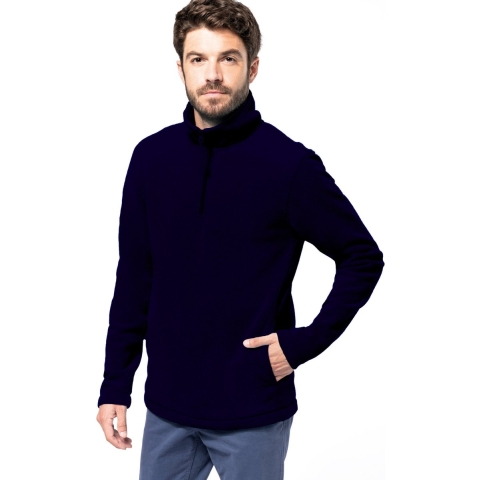 Fleece trui - navy blauw - warme sweater - voor heren - polyester L -
