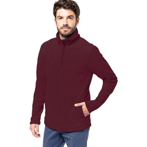 Fleece trui - bordeaux rood - warme sweater - voor heren - polyester M -