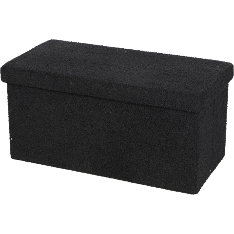 Poef XXL Square BOX - hocker - opbergbox - zwart - polyester/mdf - 76 x 38 x 38 cm - opvouwbaar -
