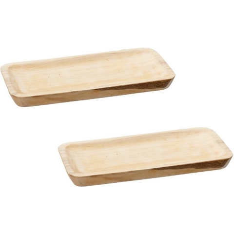 Set van 2x stuks rechthoekig kaarsenbord/kaarsenplateau hout 35 x 3 x 17 cm -