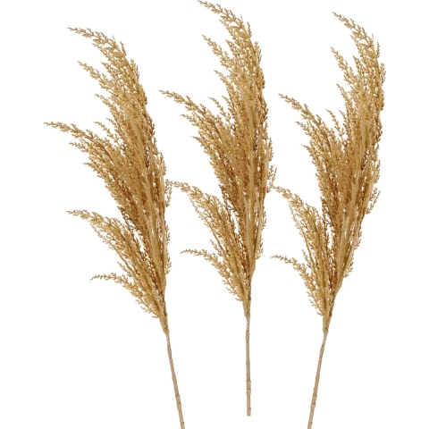 Pampasgras pluim losse steel/tak - 3x - naturel beige - 100 cm - Decoratie kunst graspluimen -