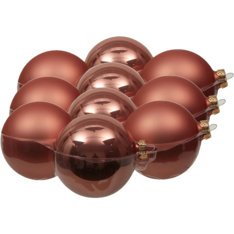 12x stuks glazen kerstballen koraal roze 10 cm mat/glans -