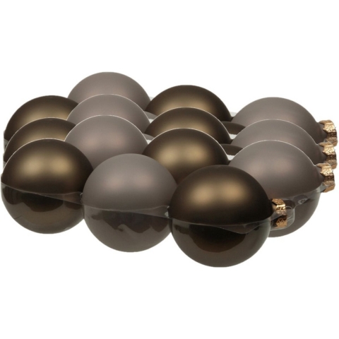 18x stuks glazen kerstballen eucalyptus grijs/bruin 8 cm mat/glans -