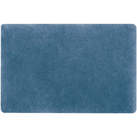 Spirella badkamer vloer kleedje/badmat tapijt - hoogpolig en luxe uitvoering - blauw - 60 x 90 cm -